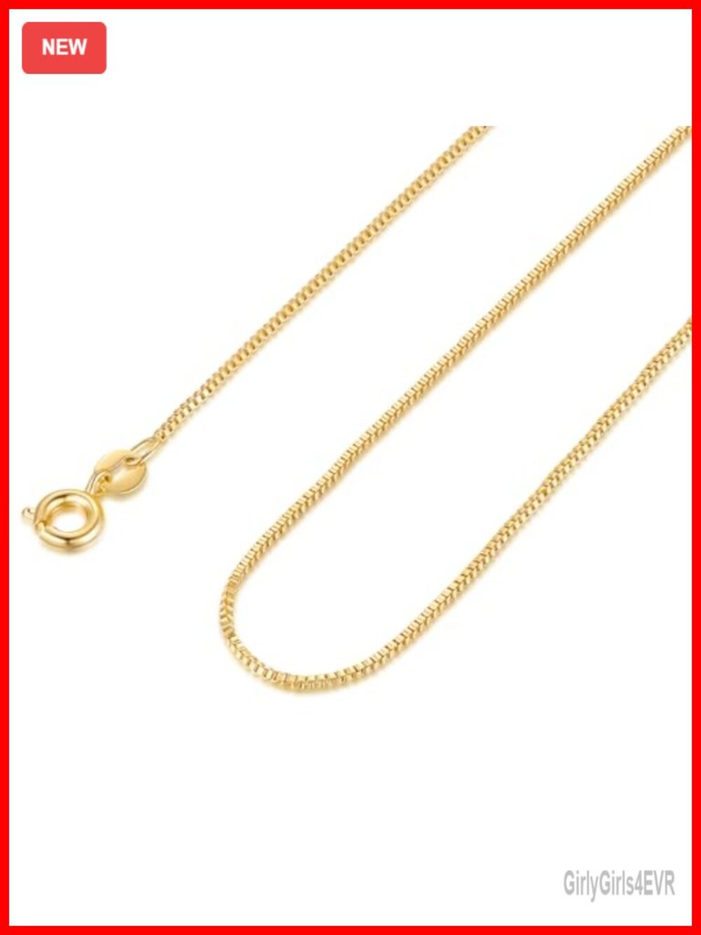 14k Gold Plated Box Chain Necklace Unisex Thin Layering
